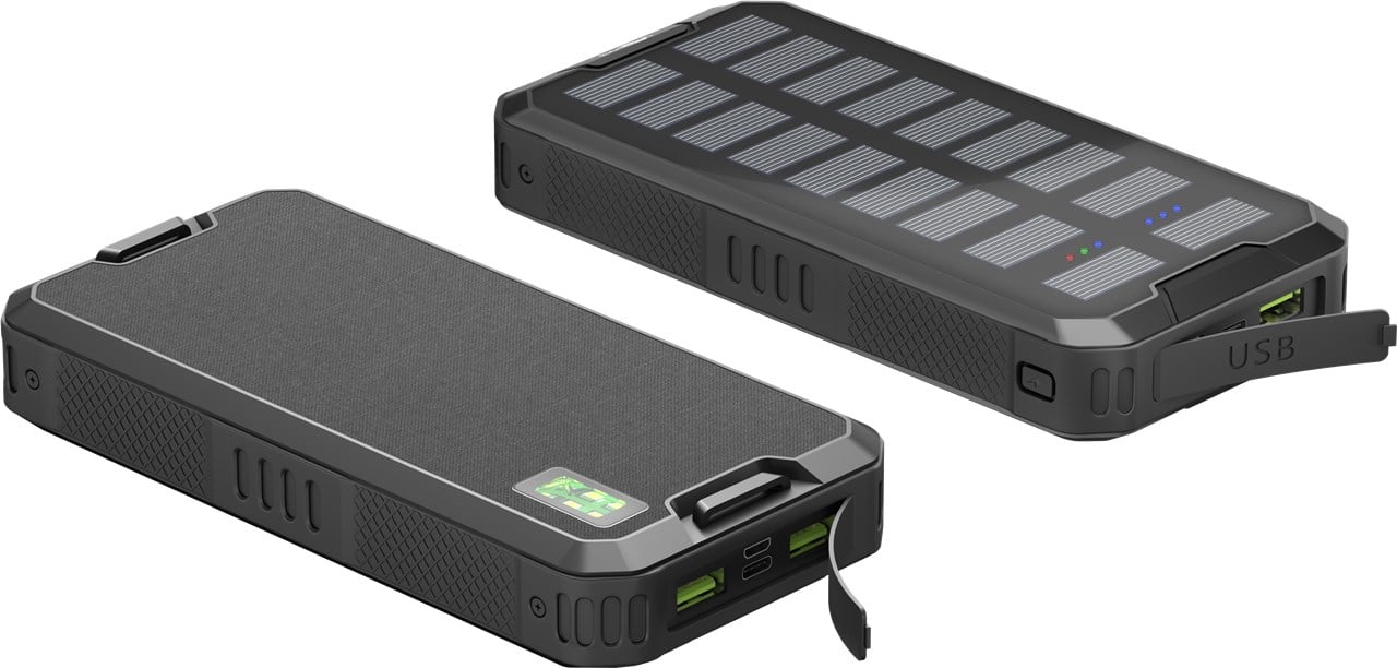 Caricabatterie a Ricarica Solare Rapida 20.000 mAh USB-C™ PD QC3.0 - Goobay I-CHARGE-SOL20000