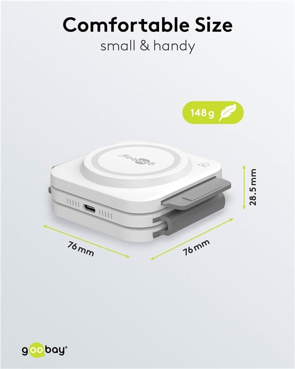Caricatore Qi Wireless Caricabatterie 3in1 Stazione di Ricarica Pieghevole 15W - Goobay I-CHARGE-WR315W