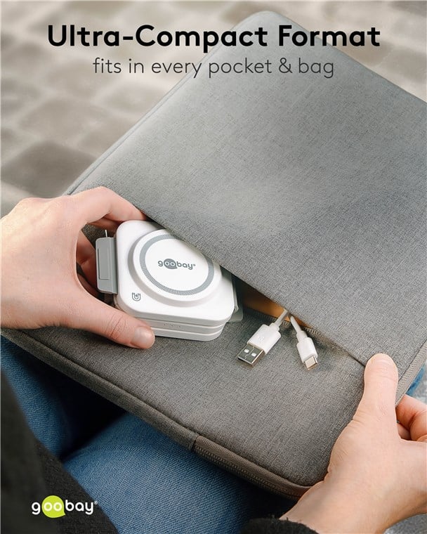 Caricatore Qi Wireless Caricabatterie 3in1 Stazione di Ricarica Pieghevole 15W - Goobay I-CHARGE-WR315W
