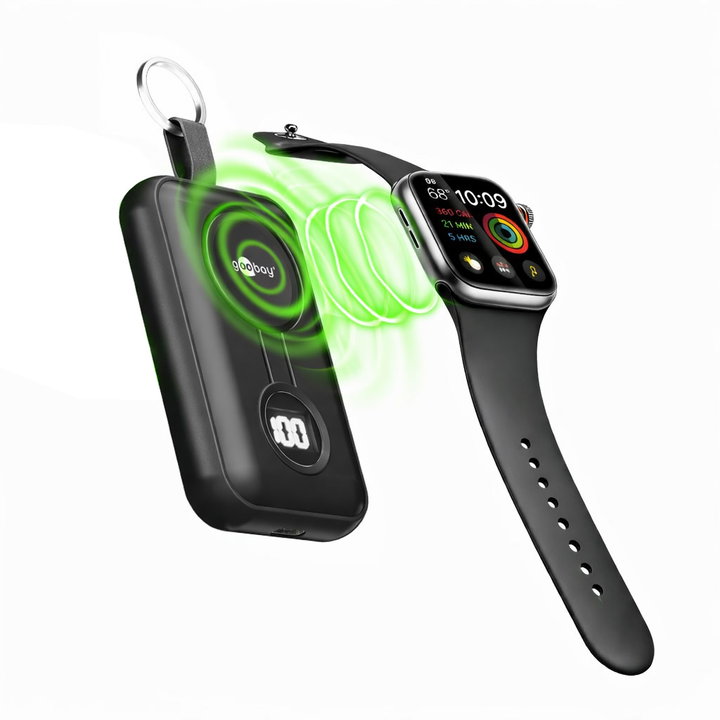 Wireless Magnetic Power Bank for Apple Watch 2500 mAh 2,5W Black - Goobay I-CHARGE-WR5W