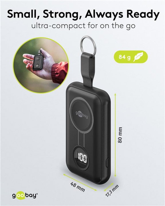 Wireless Magnetic Power Bank for Apple Watch 2500 mAh 2,5W Black - Goobay I-CHARGE-WR5W