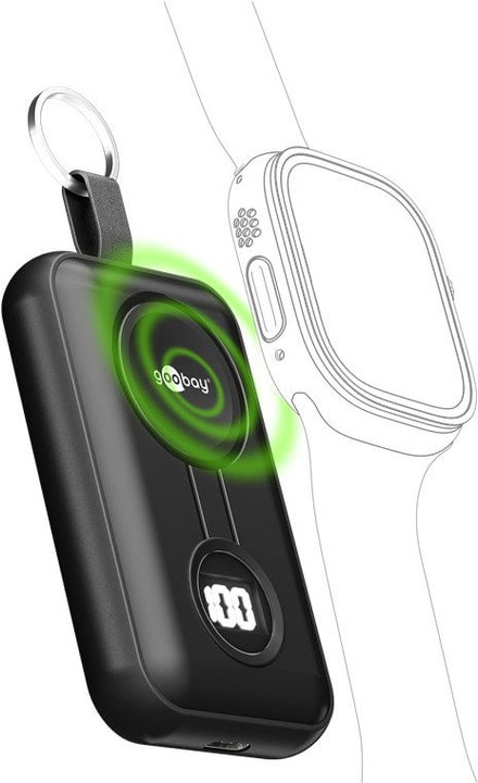 Wireless Magnetic Power Bank for Apple Watch 2500 mAh 2,5W Black - Goobay I-CHARGE-WR5W