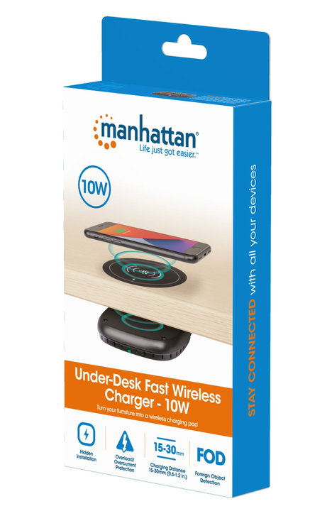 Caricatore Wireless Rapido da Sotto Scrivania 10W - Manhattan I-CHARGE-WRDSK10W