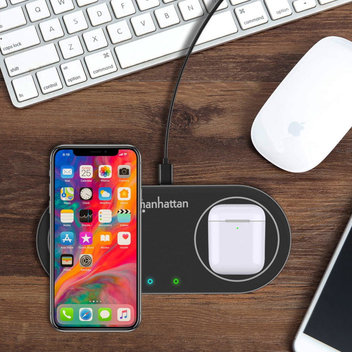 Doppia Stazione di Ricarica Wireless 30W - Manhattan I-CHARGE-WRDUA