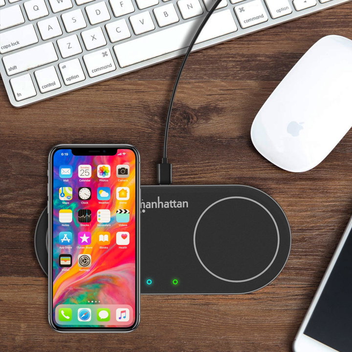 Doppia Stazione di Ricarica Wireless 30W - Manhattan I-CHARGE-WRDUA