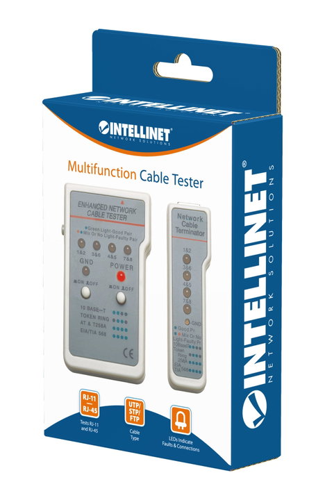 Network Cable Tester RJ45/RJ11 UTP/STP/FTP - Intellinet I-CT EN-01