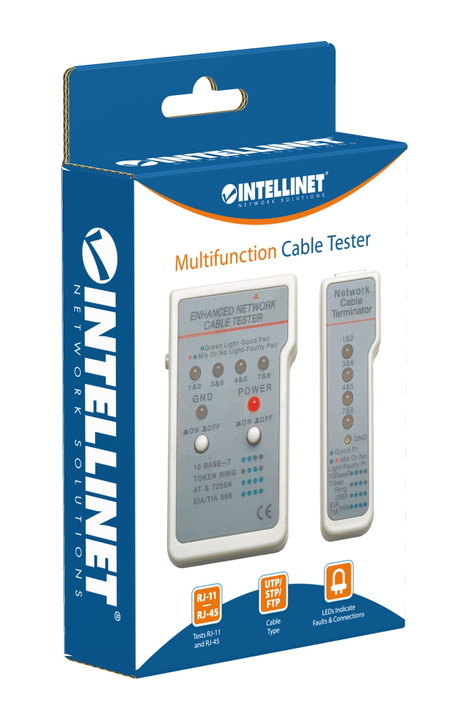 Network Cable Tester RJ45/RJ11 UTP/STP/FTP - Intellinet I-CT EN-01