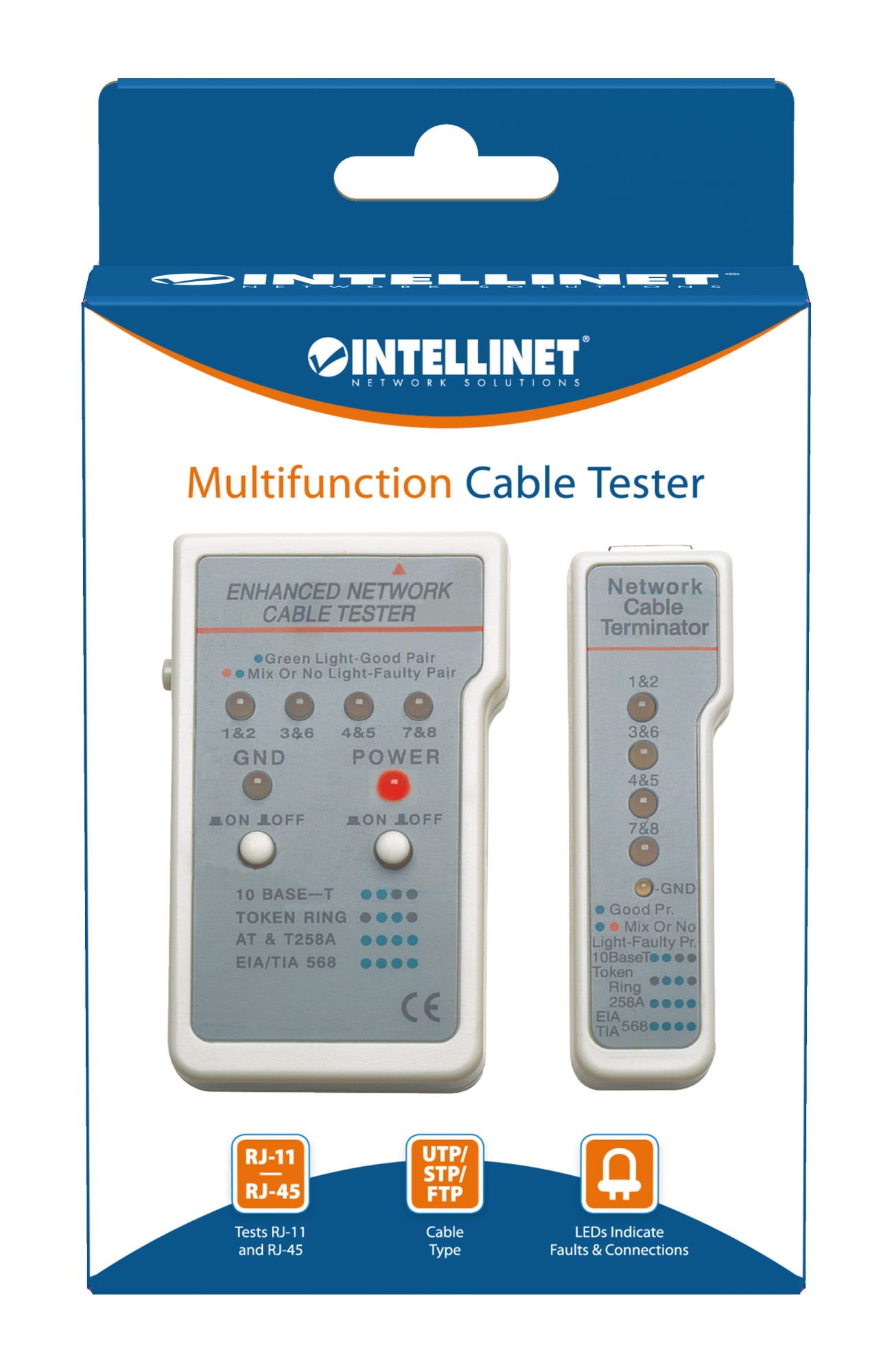 Multifunction Tester for Network Cables RJ 45 / RJ 11 - Intellinet I-CT EN- 01