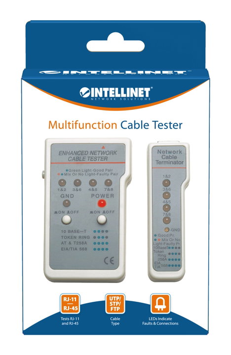 Network Cable Tester RJ45/RJ11 UTP/STP/FTP - Intellinet I-CT EN-01