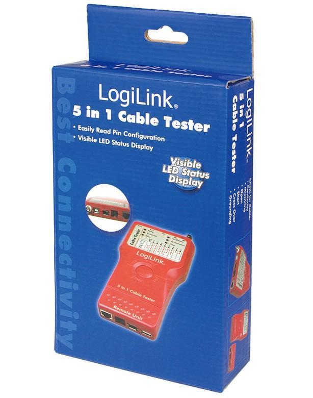 Tester di Rete per Cavi Firewire RJ45 Cat5 e 6, ISDN, USB e BNC - Logilink I-CT PRO-LAN3