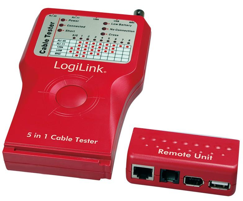 Tester di Rete per Cavi Firewire RJ45 Cat5 e 6, ISDN, USB e BNC - Logilink I-CT PRO-LAN3