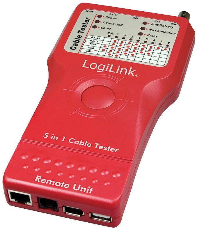 Tester di Rete per Cavi Firewire RJ45 Cat5 e 6, ISDN, USB e BNC - Logilink I-CT PRO-LAN3