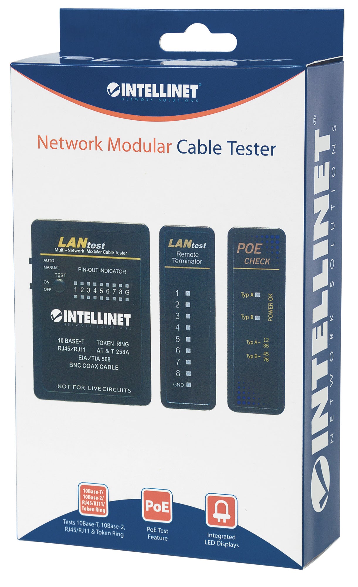 Tester Professionale POE RJ45 e BNC - Intellinet I-CT PRO-POE