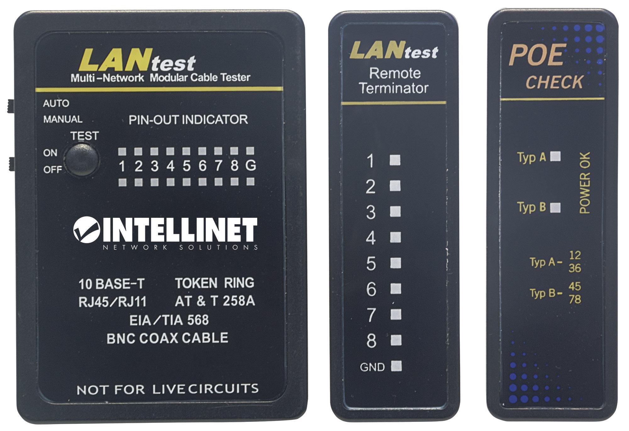 Tester Professionale POE RJ45 e BNC - Intellinet I-CT PRO-POE