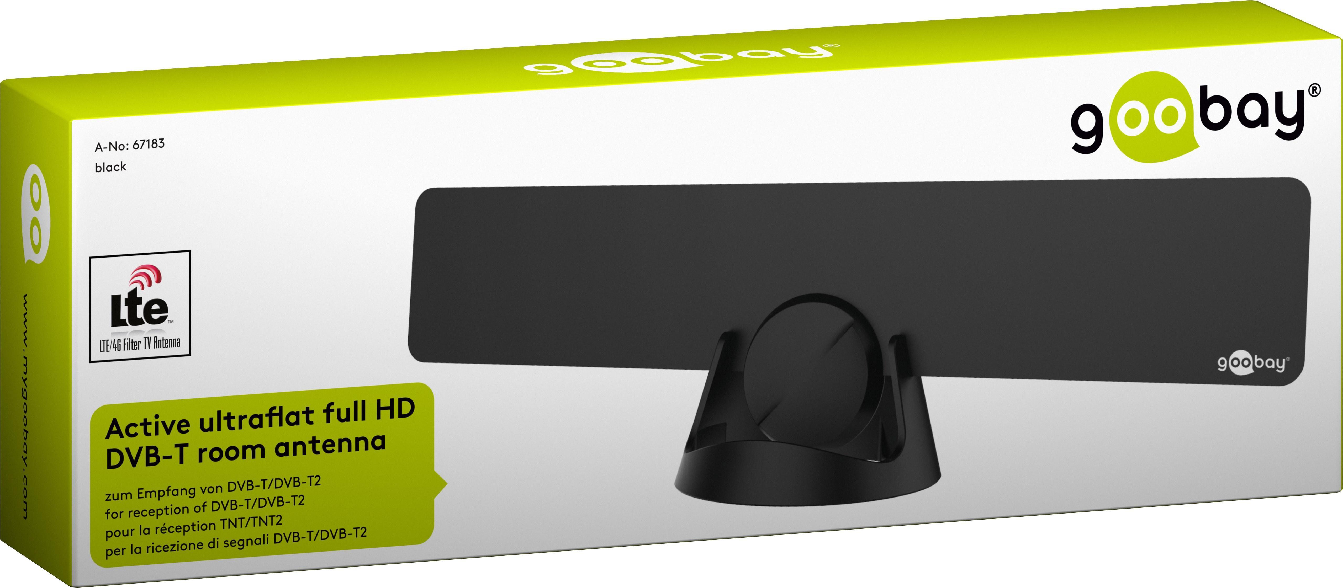 Antenna Amplificata Full HD DVB-T Ultrapiatta da Interno - Goobay I-DVB-DIA06F