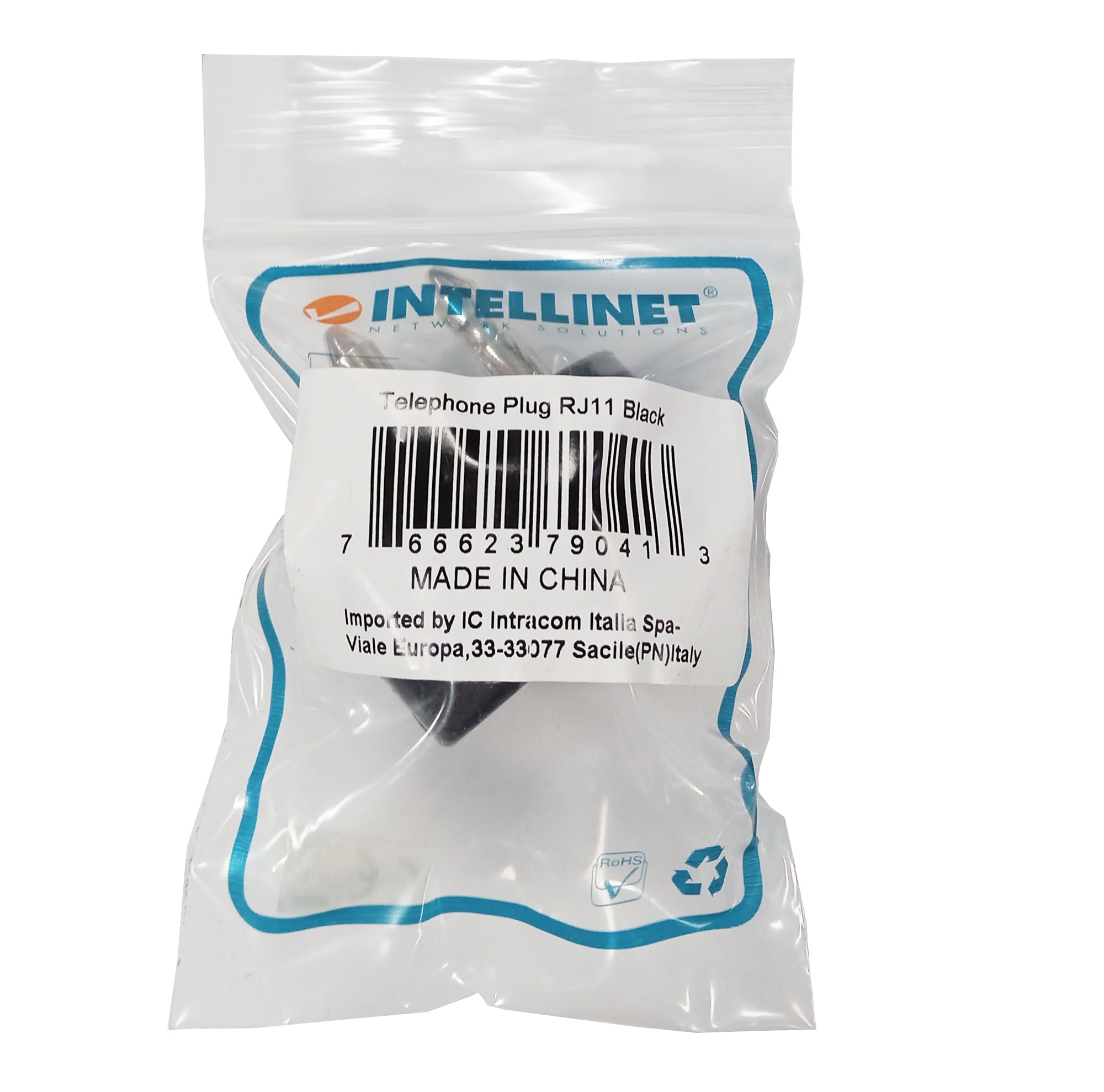 Spina tripolare con RJ11 Nera - Intellinet I-EDL 85