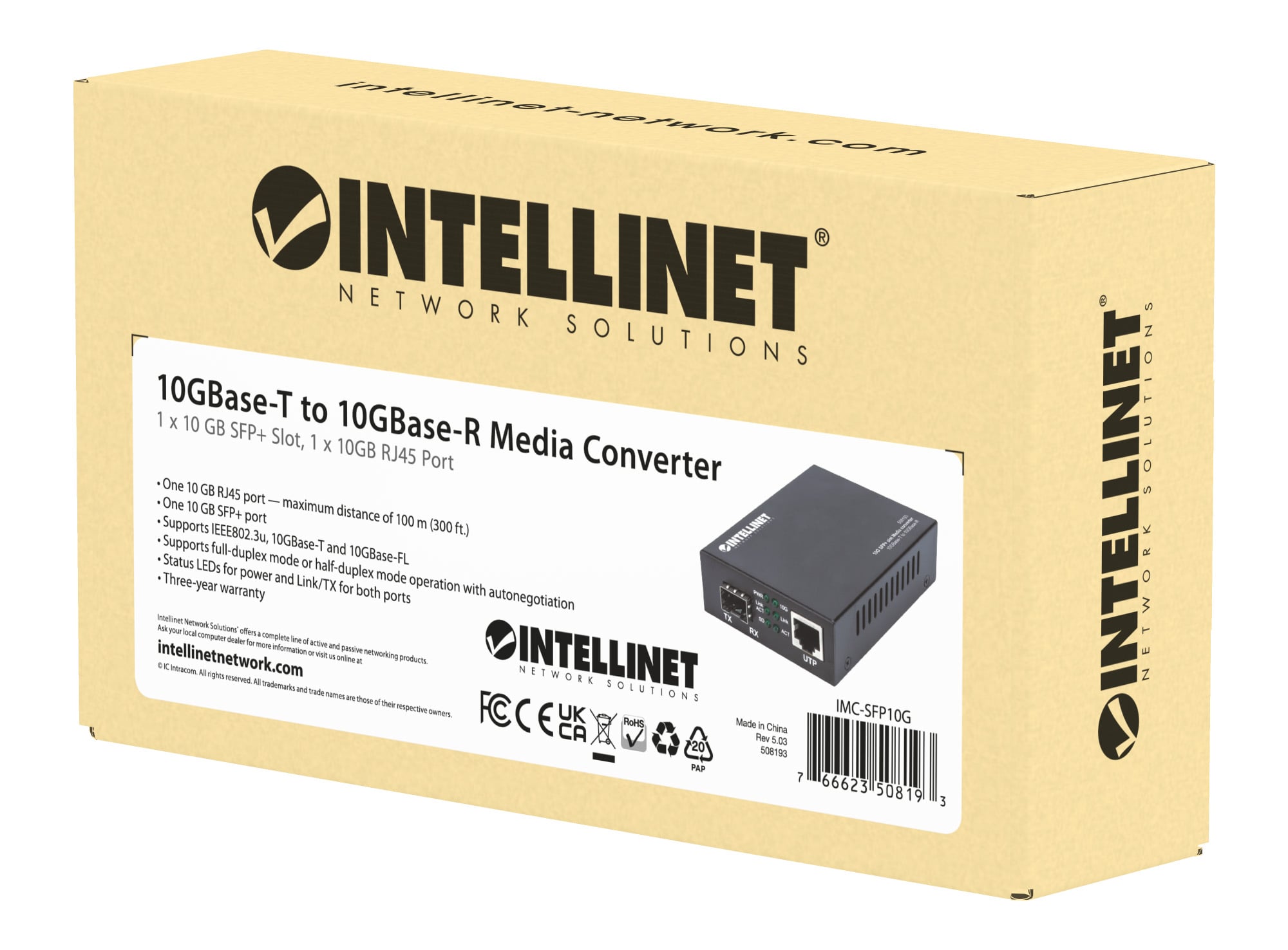 Media Converter 10GBase-T a 10GBase-R - Intellinet I-ET 10GRJ-SFP