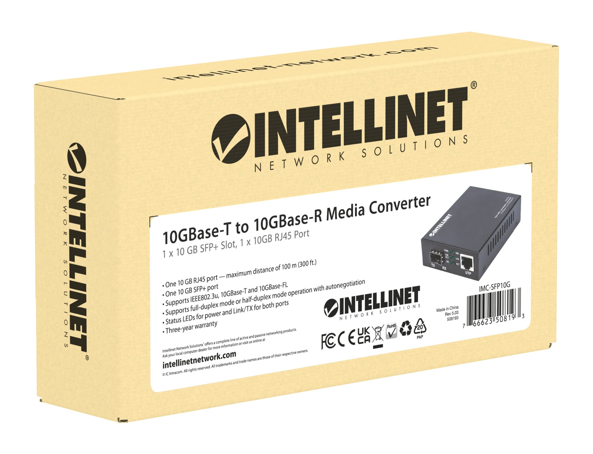 Media Converter 10GBase-T a 10GBase-R - Intellinet I-ET 10GRJ-SFP