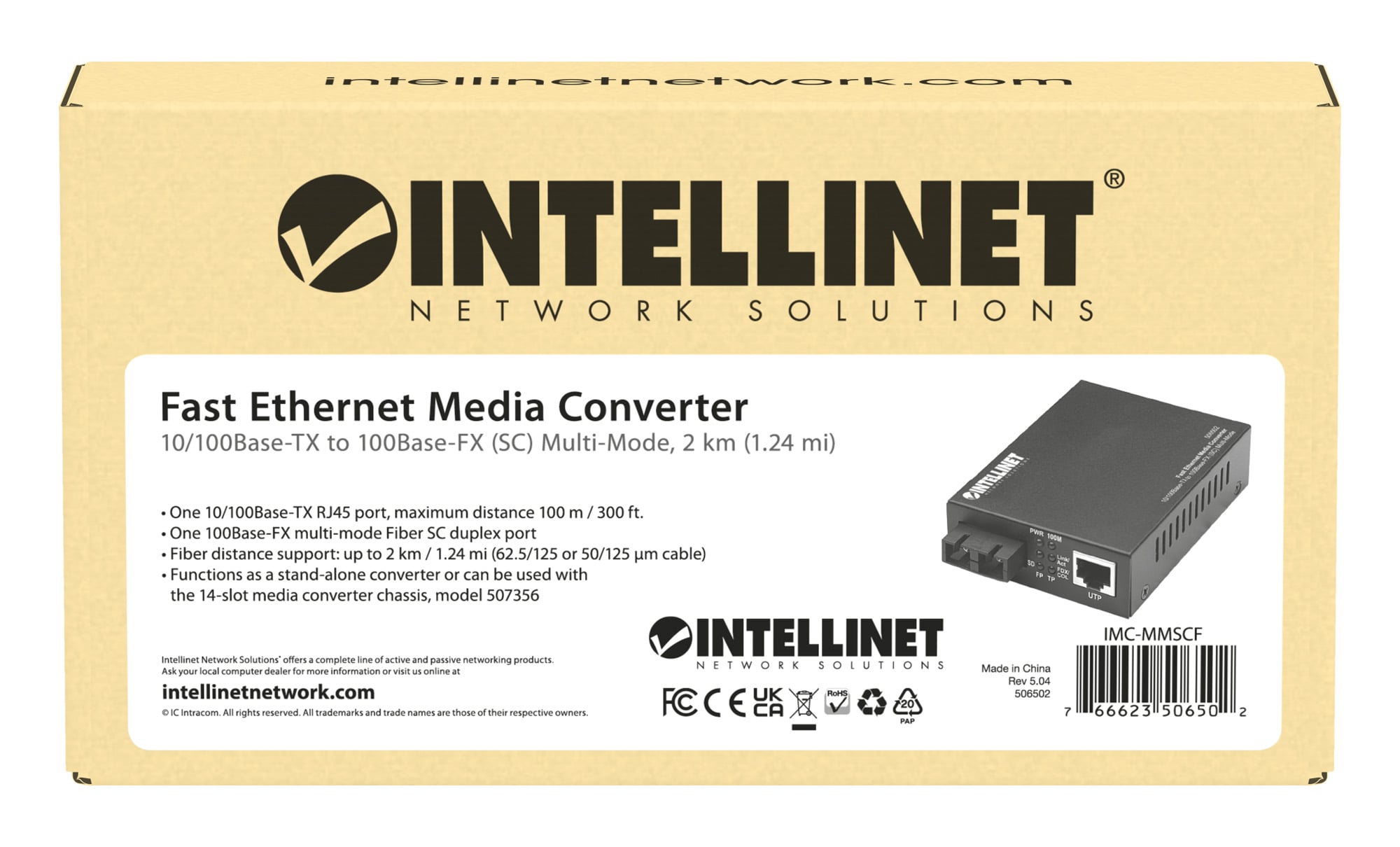 Converter RJ 45 - Fiber SC Multimodale 100 Mbps - Intellinet I-ET FX-SC