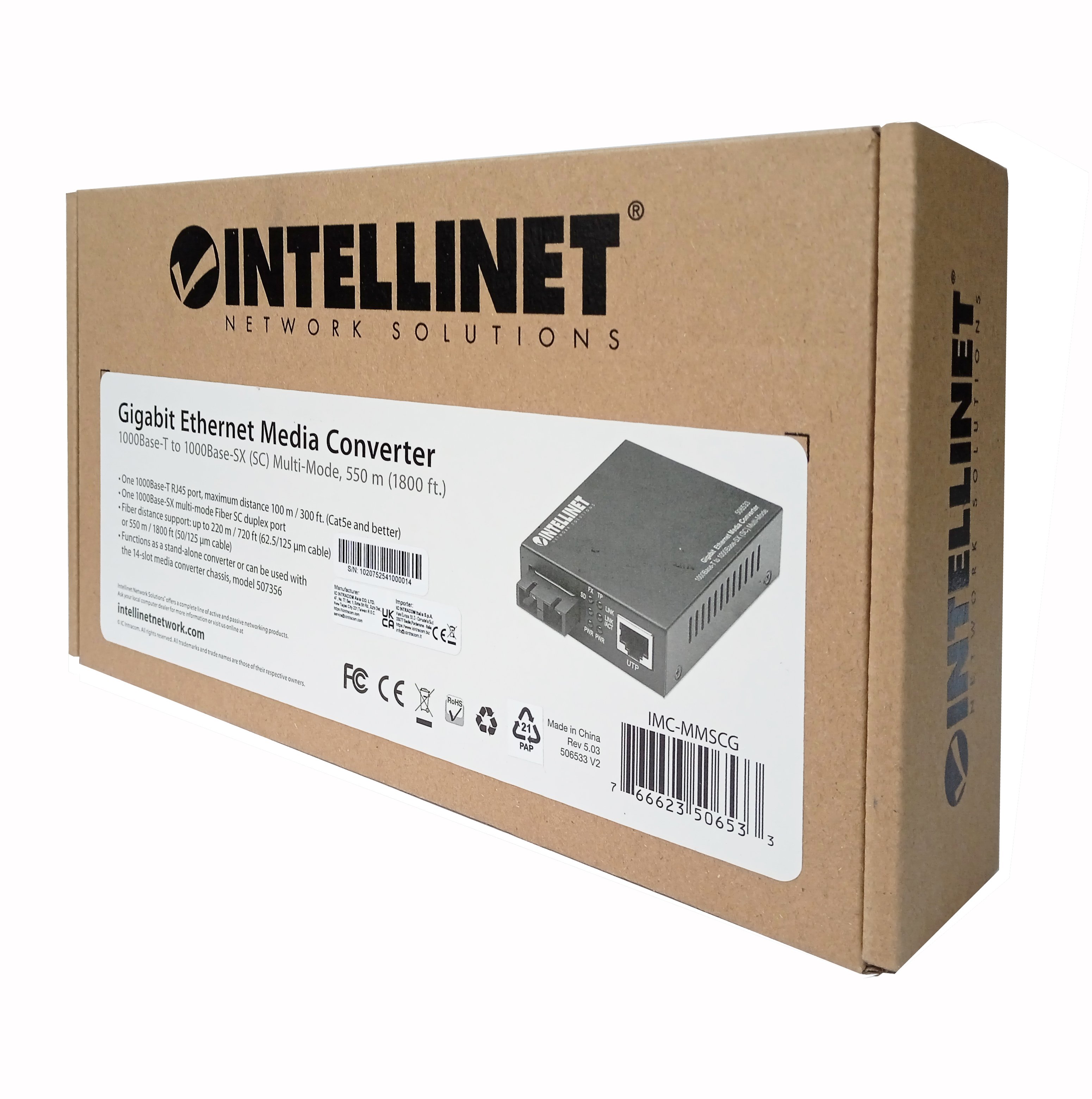 Convertitore RJ45 - Fibra SC GigaBit - Intellinet I-ET SX-FC