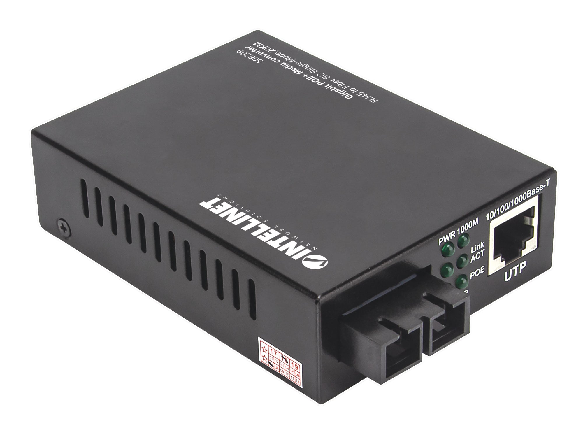 Media Converter Gigabit PoE+ - Intellinet I-ET SX-SCSM20P