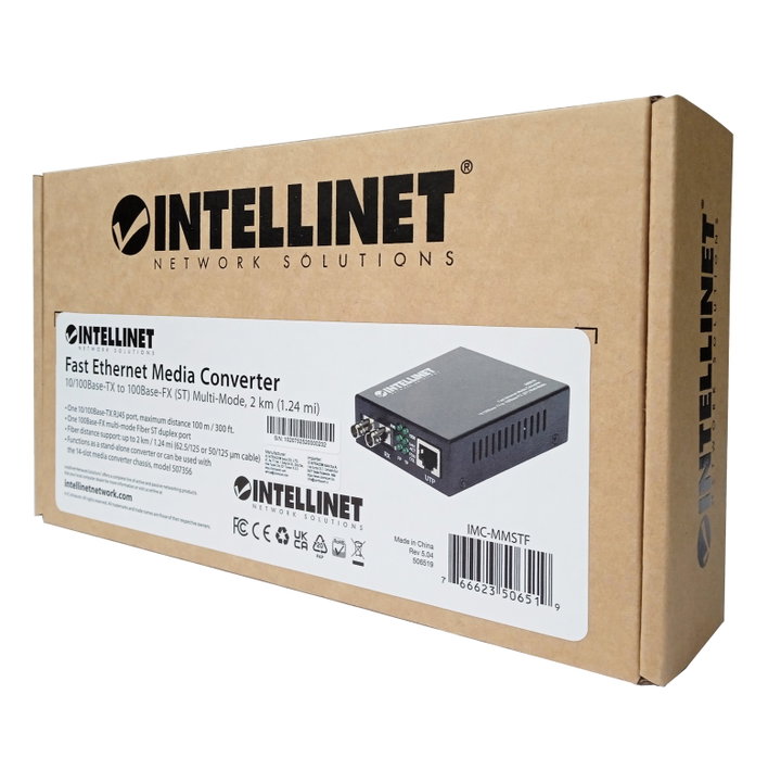 RJ45 - ST Fiber 100Base-TX Multimode Converter - Intellinet I-ET T-FO-100