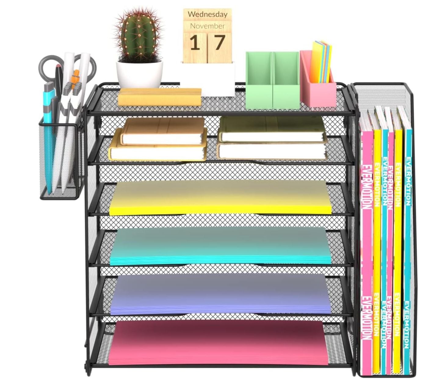 Organizer da Scrivania a 5 Vassoi Sezione Verticale e Portapenne - Techly I-FILE-HOLDER2