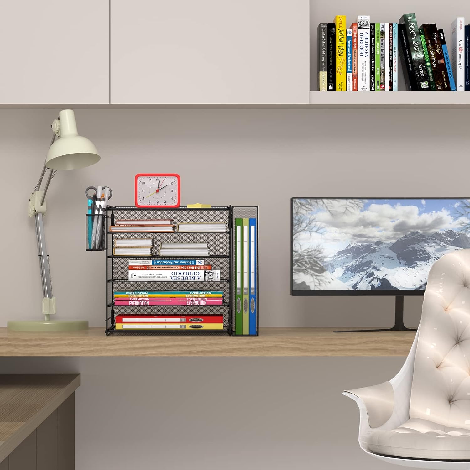 Organizer da Scrivania a 5 Vassoi Sezione Verticale e Portapenne - Techly I-FILE-HOLDER2