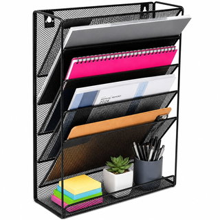 Wall Magazine Rack 5 Dividers with Shelf - Techly I-FILE-HOLDER3