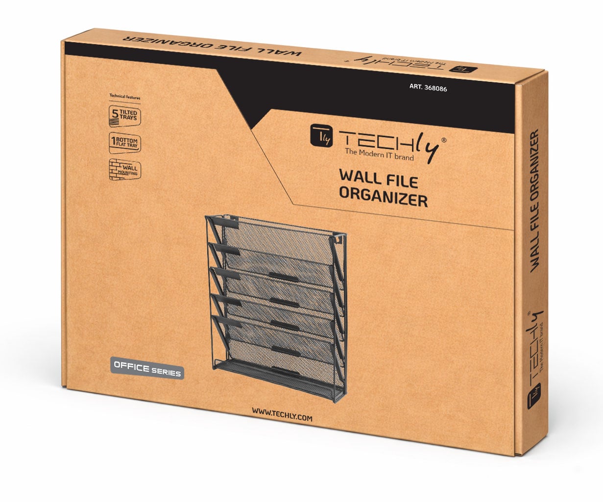 Portariviste a Parete a Cinque Divisori con Mensola - Techly I-FILE-HOLDER3