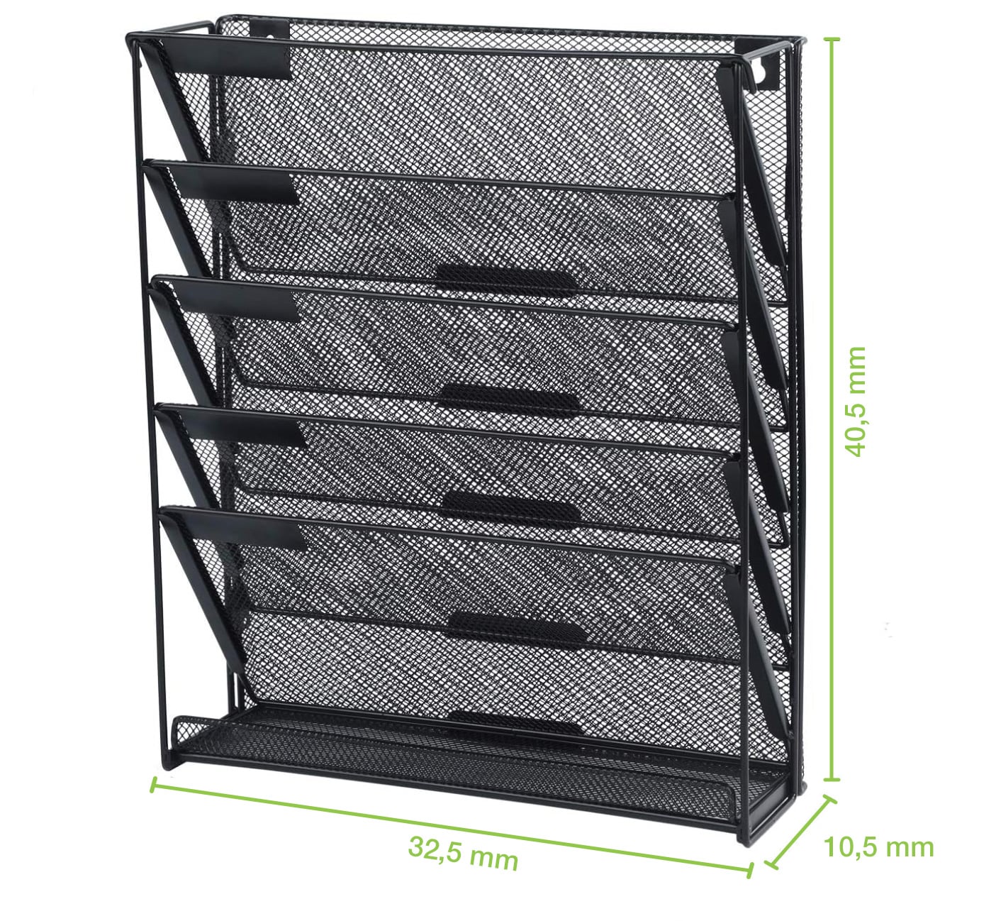 Portariviste a Parete a Cinque Divisori con Mensola - Techly I-FILE-HOLDER3