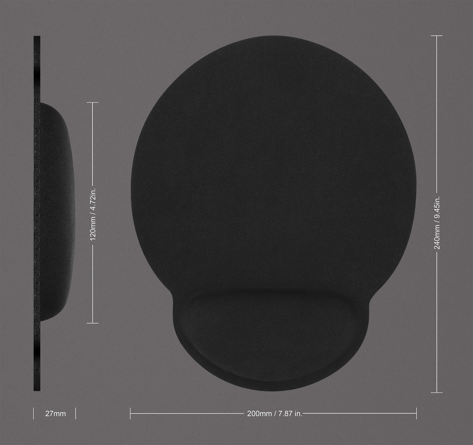 Tappetino con Cuscinetto Poggiapolso in Gel Nero - Manhattan I-GEL-MP-BK