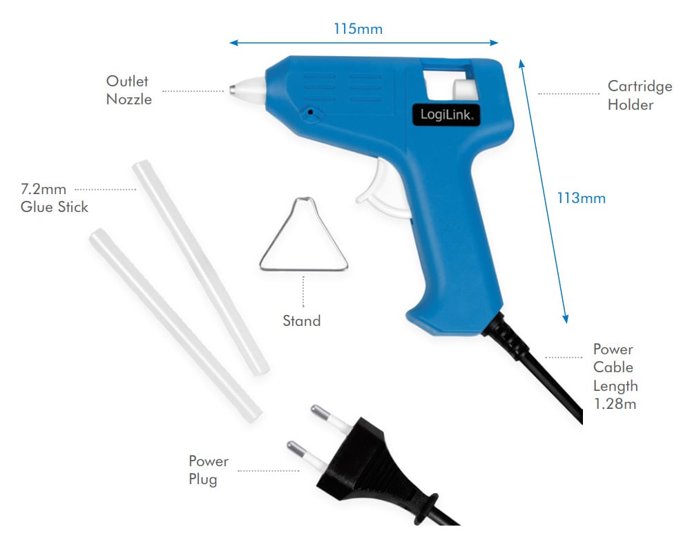 Mini pistola per Colla a Caldo, 10W, blu - Logilink I-HK 78L