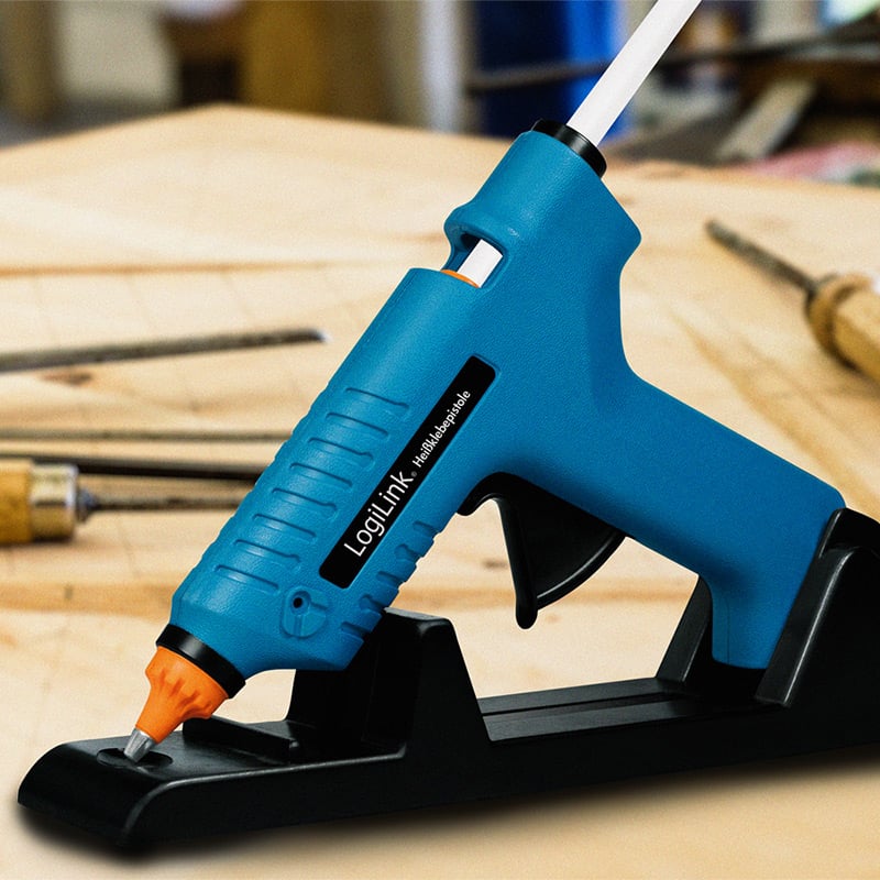 Pistola per Colla a Caldo Wireless, 80W, con supporto, blu - Logilink I-HK SS12L