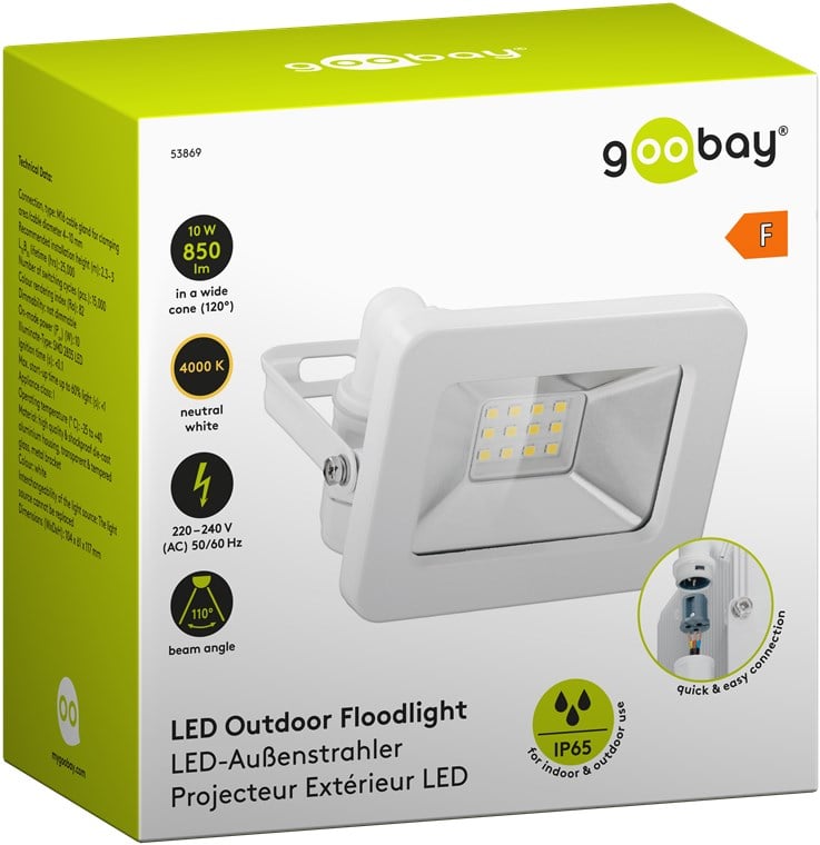 Faretto LED da Esterno IP65 10W Bianco - Goobay I-HLED-OFL-10W