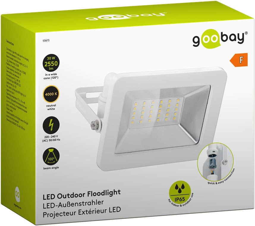 Faretto LED da Esterno IP65 30W Bianco - Goobay I-HLED-OFL-30W