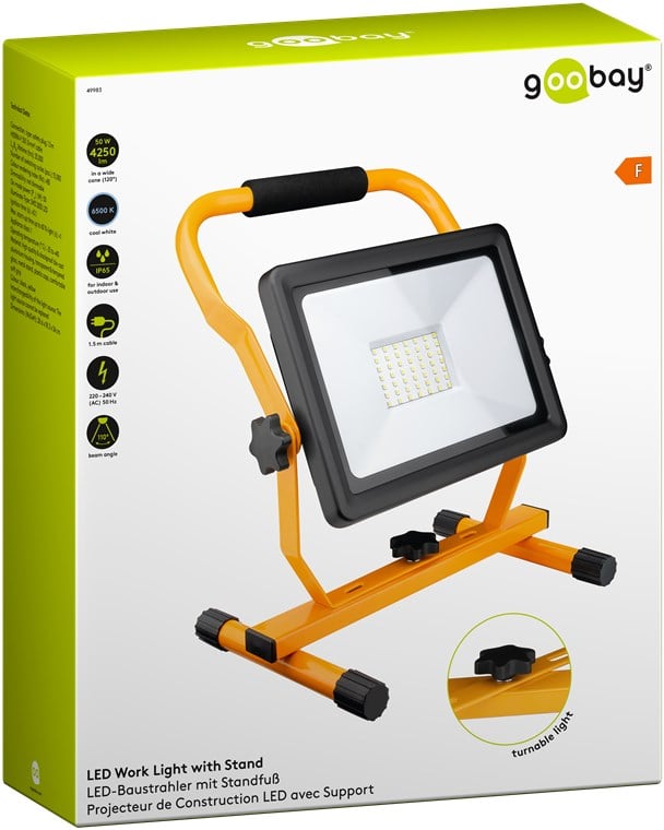 Faretto da lavoro a LED con Supporto 50W - Goobay I-HLED-OLW-50W