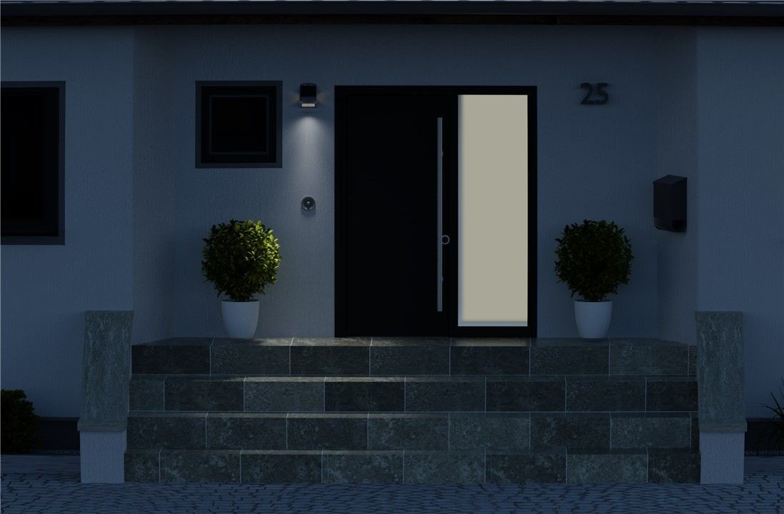 Lampada LED Solare a Muro 3,2W IP65 Sensore di Movimento Nero - Goobay I-HLED-OWL-32WB