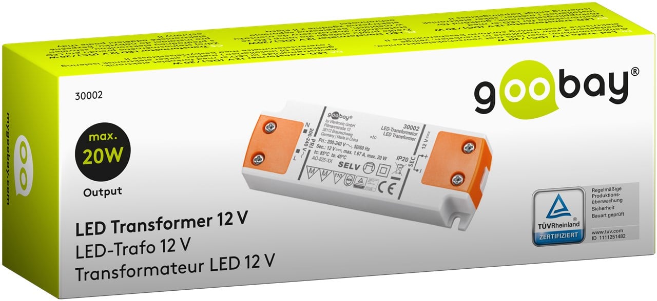 Alimentatore Led da 20W per Led (0.5W-20W) - Goobay I-HLED-TR20W