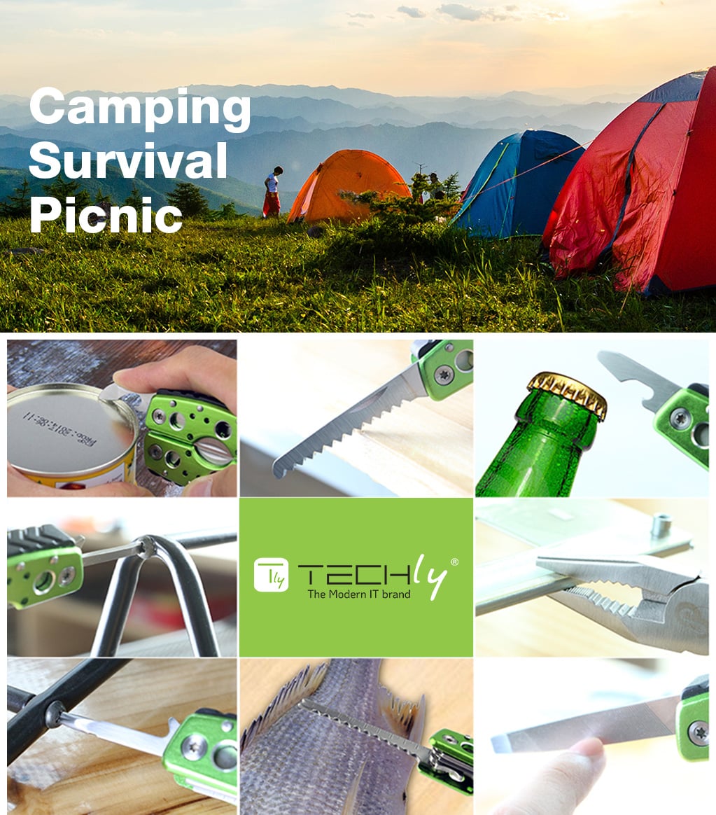 Utensile Pieghevole Mutifunzione 9 in 1 - Techly NP I-HT 103