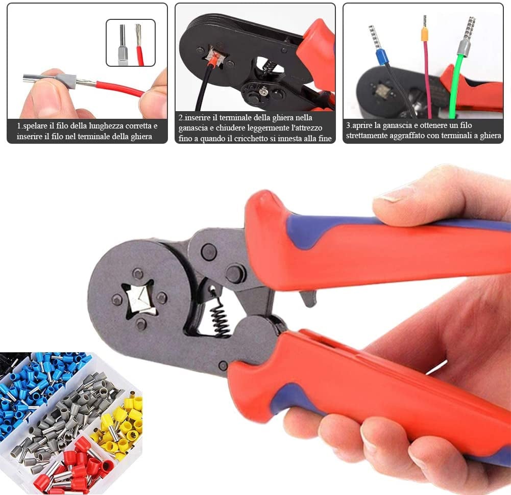 Pinza Crimpare a Cricchetto per Capicorda con 1200 Terminali 2.5-6.0 mm² - Logilink I-HT 68