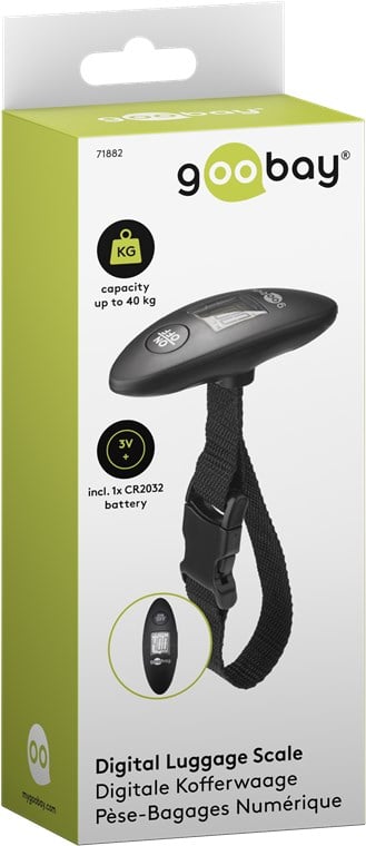 Pesa Valigie Digitale, Capacità 40 kg, Nero - Goobay I-HT WL02