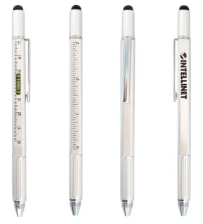 Penna a sfera multifunzione 5 in 1 con cacciavite, bolla e righello - Intellinet I-INT-PEN-MULTI