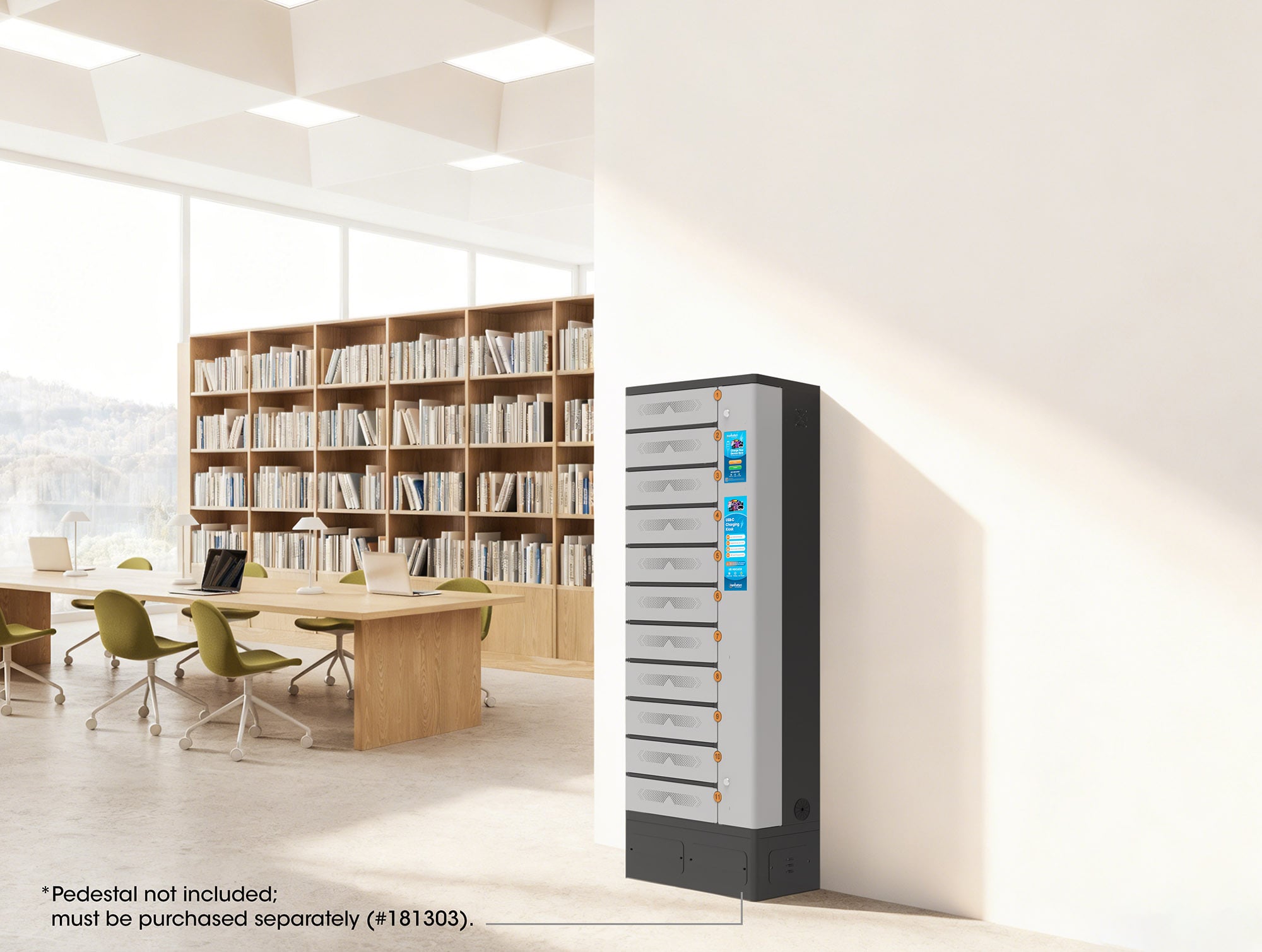 Armadio di Ricarica USB-C™ 11 Scomparti con Chiusura a PIN e Touchscreen 500W Grigio - Manhattan I-KIOSK-11USB-C