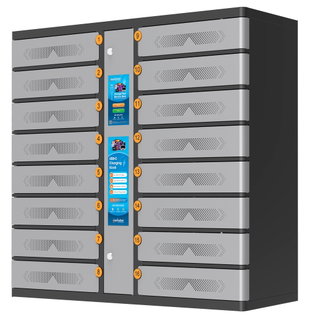 Armadio di Ricarica USB-C 16 Scomparti con Chiusura a PIN e Touchscreen 850W Grigio - Manhattan I-KIOSK-16USB-C