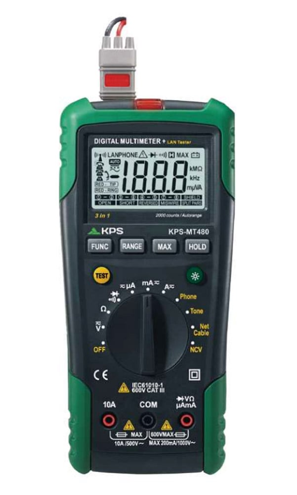 Multimetro Digitale per test cavi tefefonici e LAN di 2000 Counts, KPS-MT480 - I-KPS-MT480