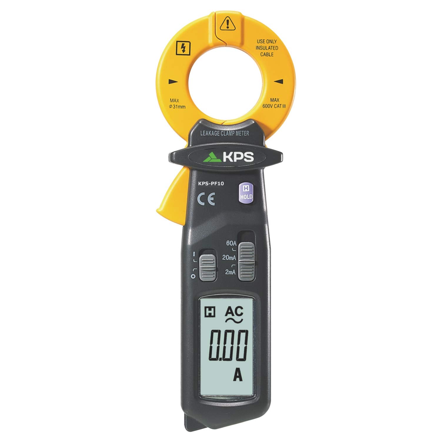 Pinza Amperometrica Digitale AC 60A 2000 Counts CAT III 600V, KPS-PF10 - I-KPS-PF10