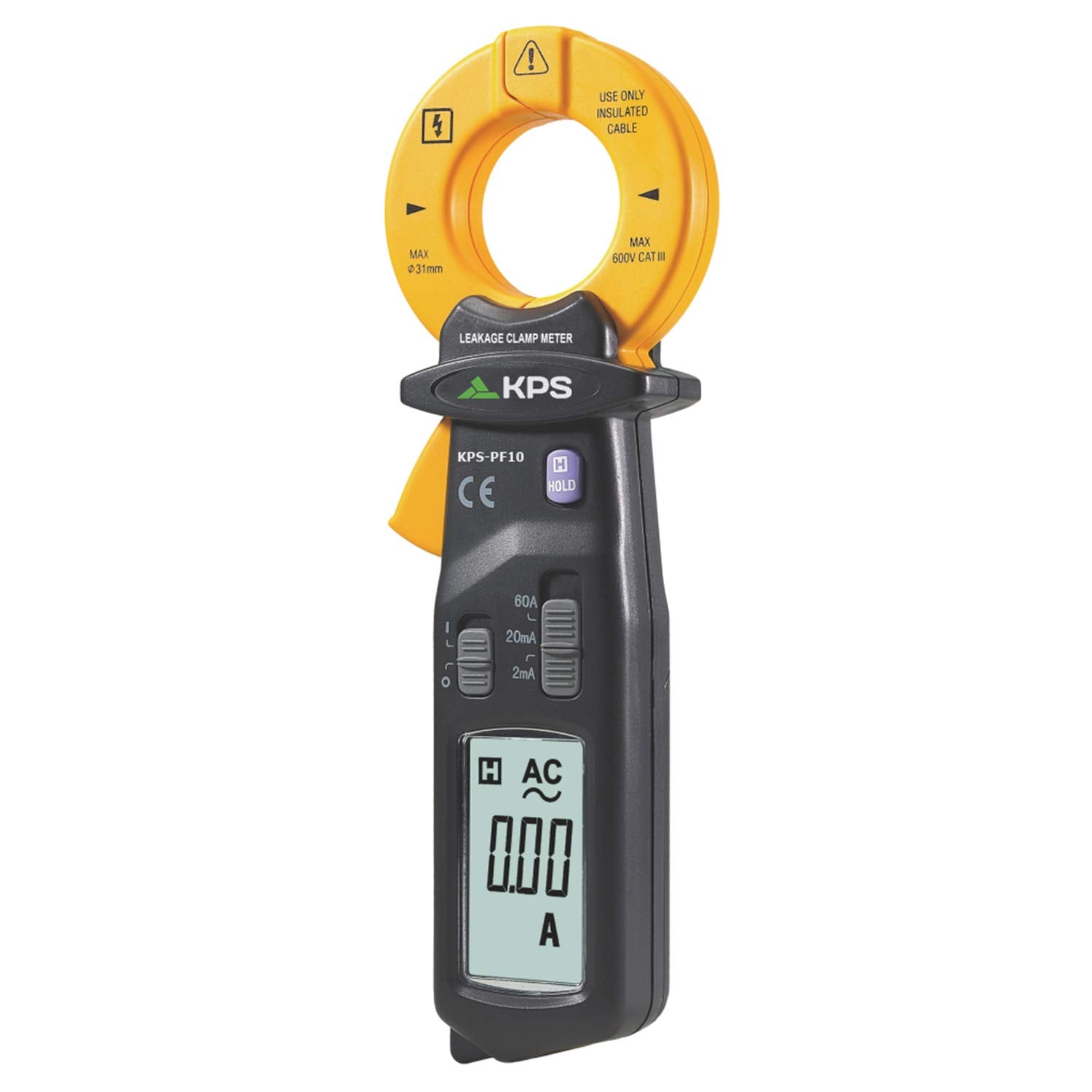 Pinza Amperometrica Digitale AC 60A 2000 Counts CAT III 600V, KPS-PF10 - I-KPS-PF10