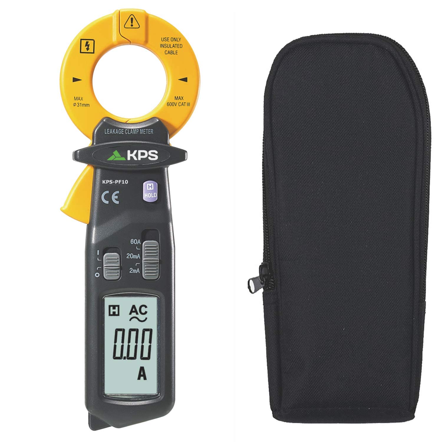 Pinza Amperometrica Digitale AC 60A 2000 Counts CAT III 600V, KPS-PF10 - I-KPS-PF10