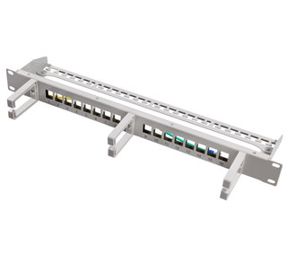 Patch Panel 16 Ports Keystone Without Jacks with Cable Management Gray - Logilink I-KS PP-16-CMG